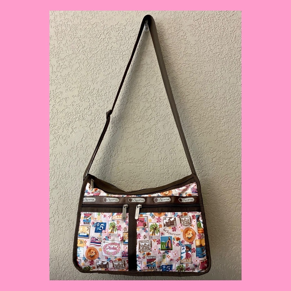 Lesportsac Women's Multicolor Pink Hawaii Stamp Everyday Expandable Shoulder Bag